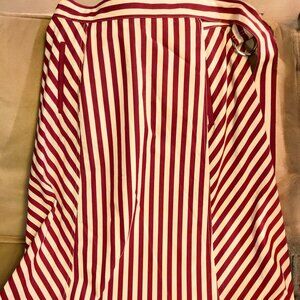 Lafayette 148 Burgundy and White Stripe Wrap Skirt - US10
